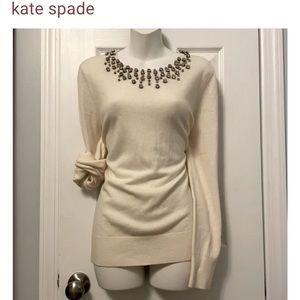 Kate Spade Do Wonders Embellished Cream Sweater